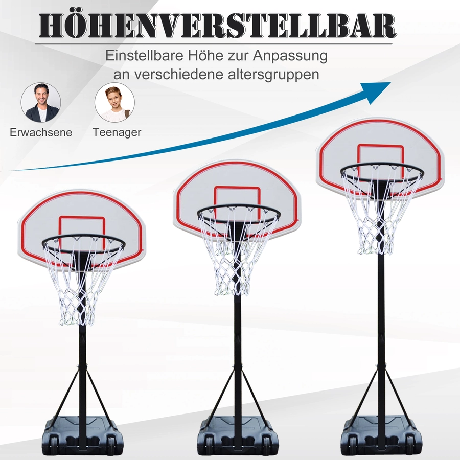 HOMCOM Kinder Basketballkorb mit Ständer schwarz, weiß, rot