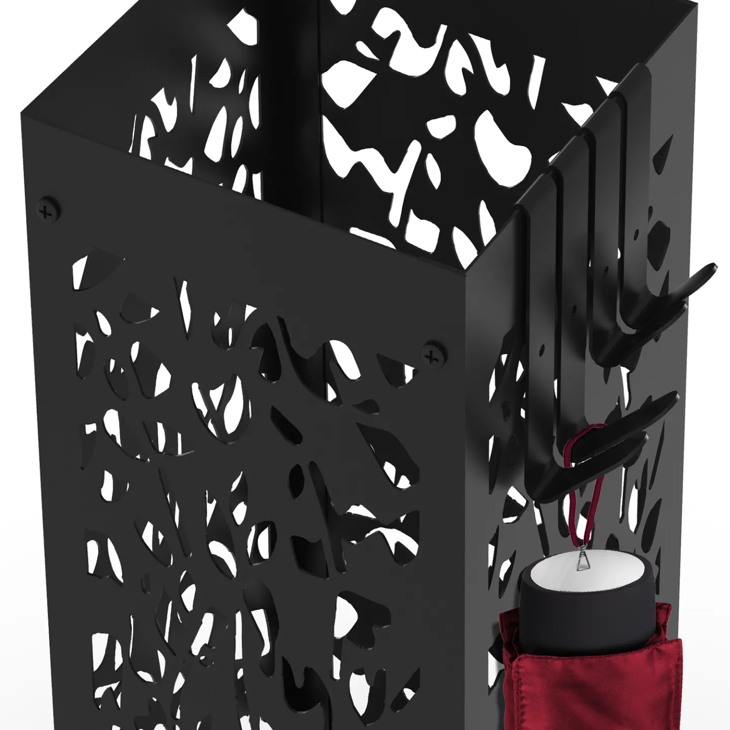 Porte parapluie FLOWER carré en acier noir hauteur 45 cm