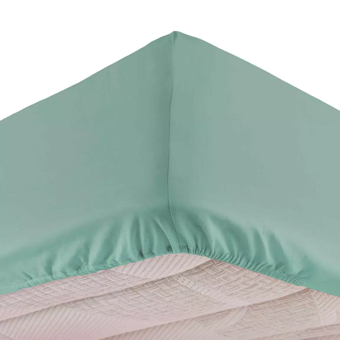 Drap housse coton lavé (160 x 200 cm) Linette Vert sauge