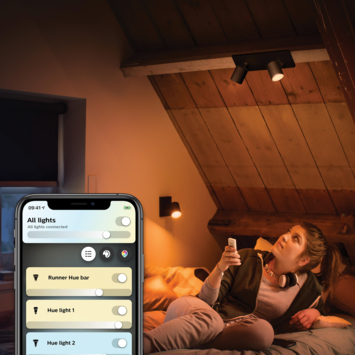 Philips Hue opbouwspot Runner zwart - warm tot koelwit licht 4.2W - 2 spots met dimmer switch