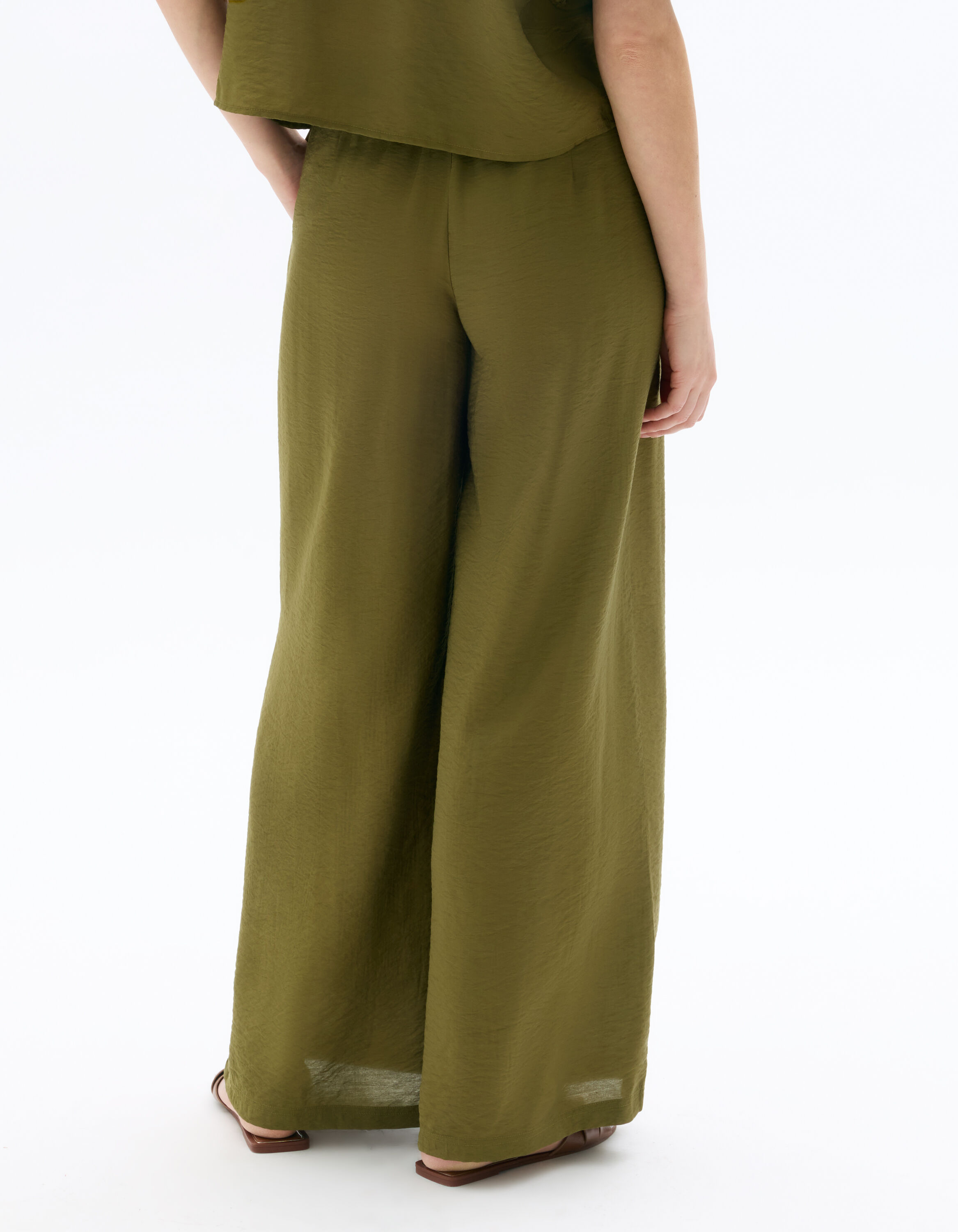Pantalon fluide large - kaki