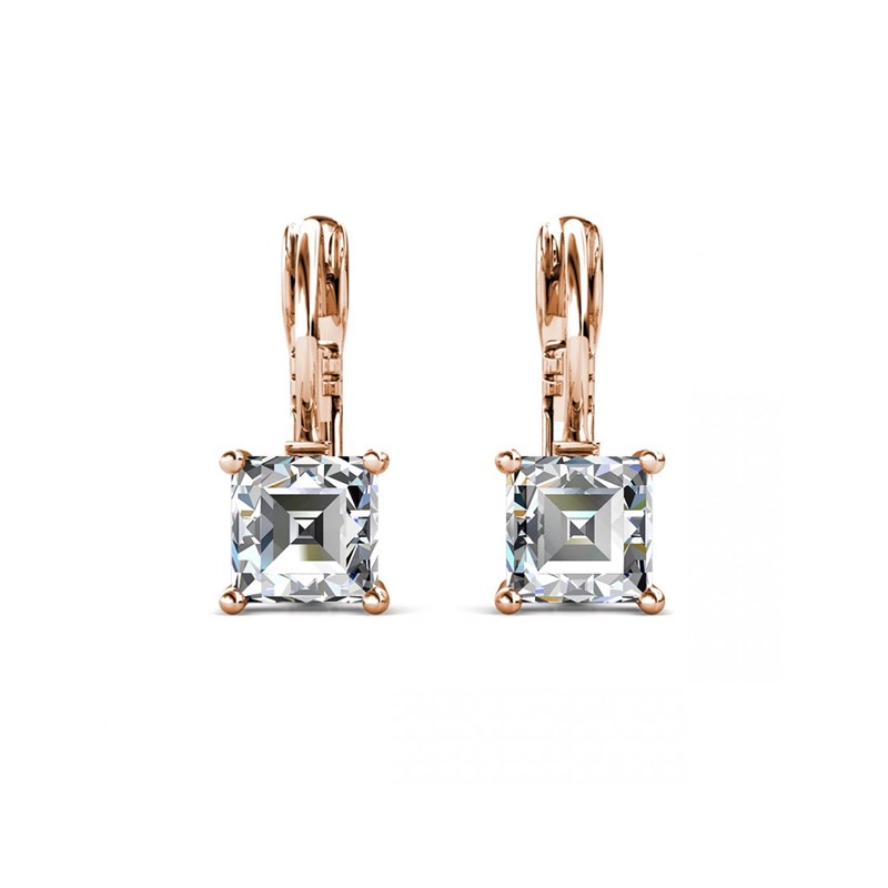Boucles d'oreilles Square - Or Rosé et Cristal