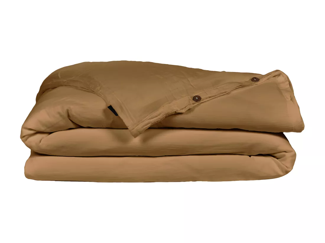 Housse de couette gaze de coton double 200 x 200 cm camel - PEPA 2