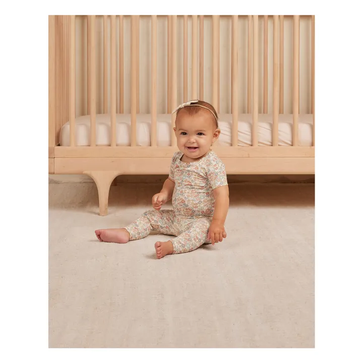 Quincy Mae T-Shirt et Legging Bamboo Fleuri | Blanc cassé