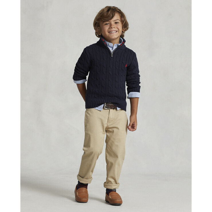 Polo Ralph Lauren Cable-Knit Cotton Quarter-Zip Sweater Navy