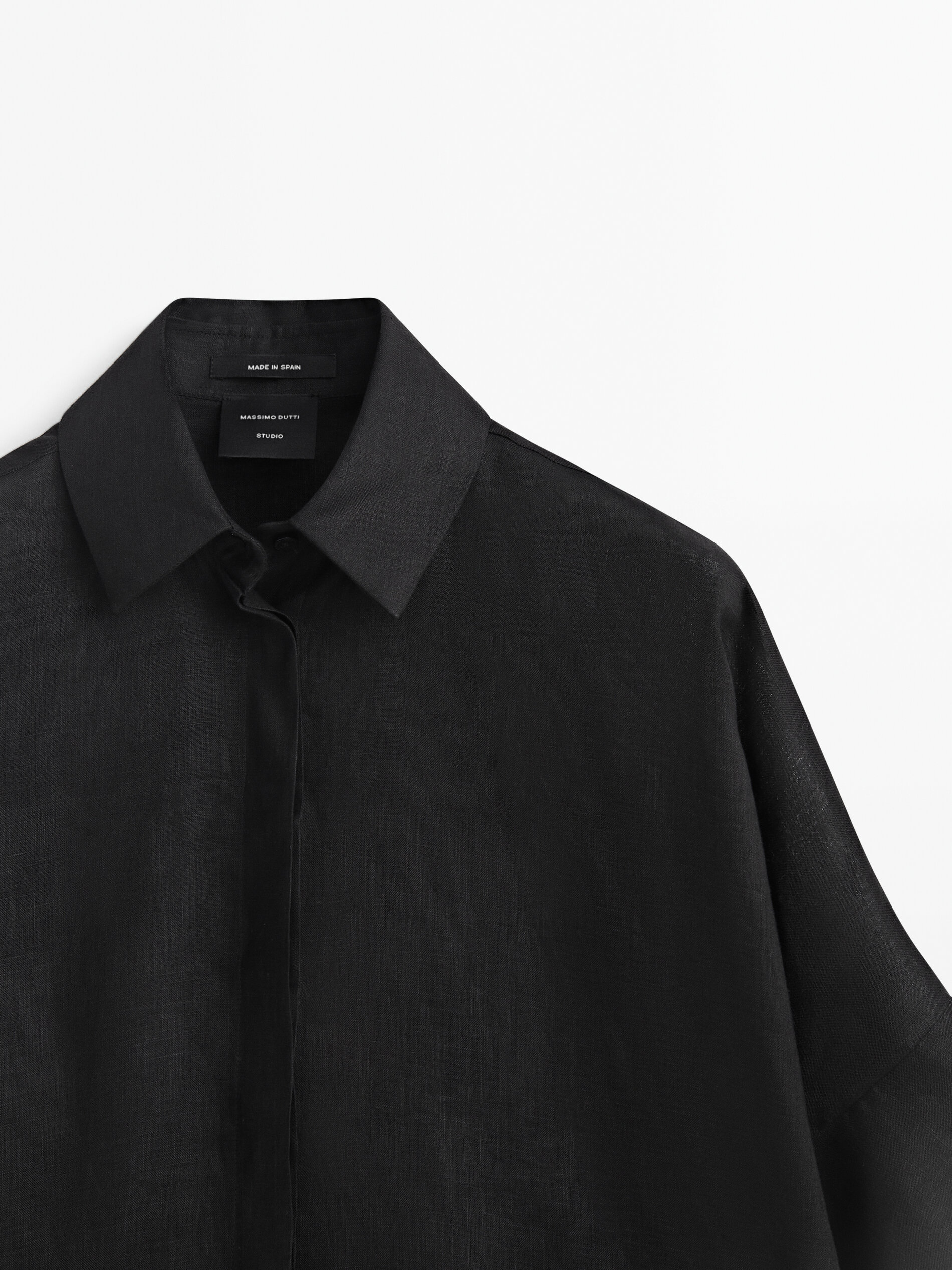 Camisa peplum em linho - Studio - NEGRO