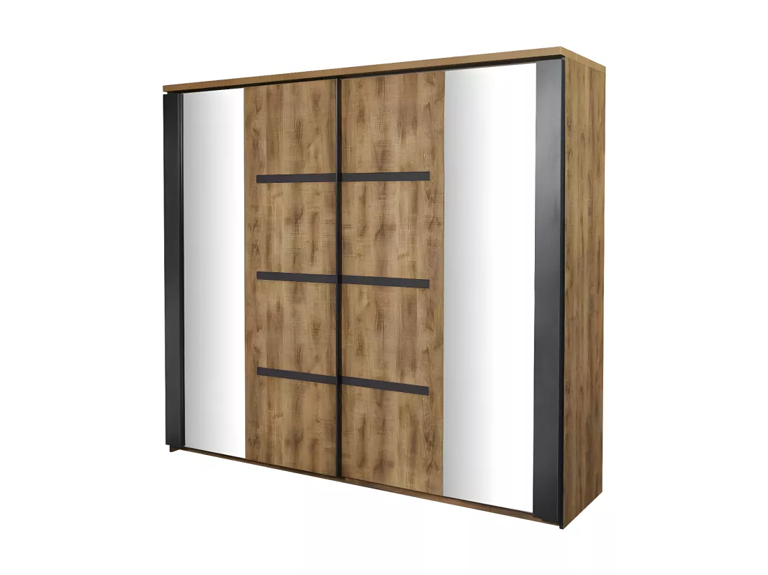 Chambre complète (160*200) Bois Tropical à Leds - HADES n°2