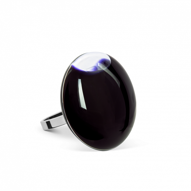 Bague en verre soufflée - Galet Mini Milk