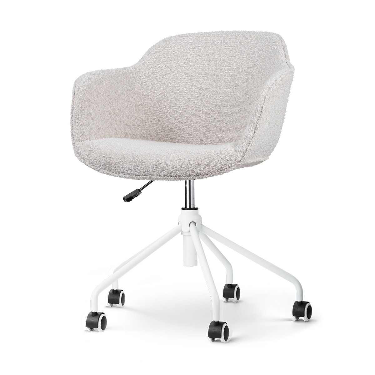 Bureaustoel Nout-Mare bouclé beige - wit onderstel
