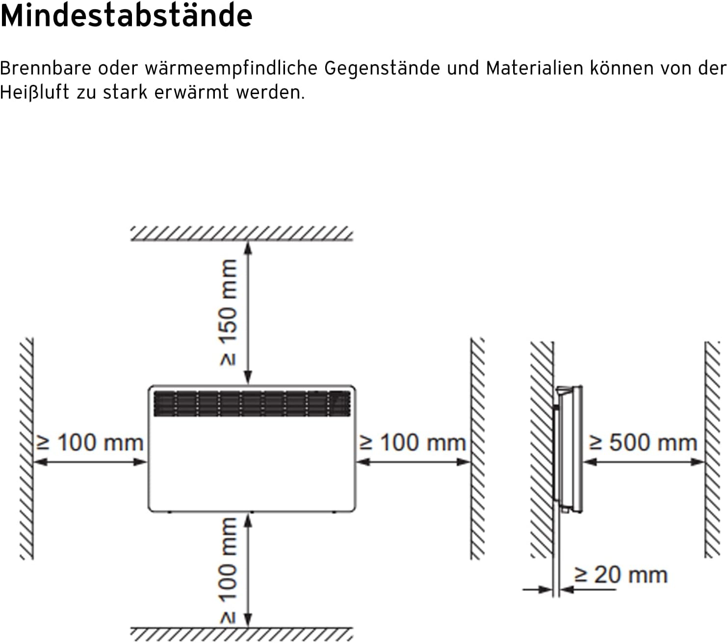 Vaillant eloMENT VER 75/5 Wandkonvektor für ca. 7,5 m2 (weiß), 230V, 0,8 kW Heizleistung, Elektroheizkörper für zuverlässige und schnelle Wärme, wandhängend, 0010023955