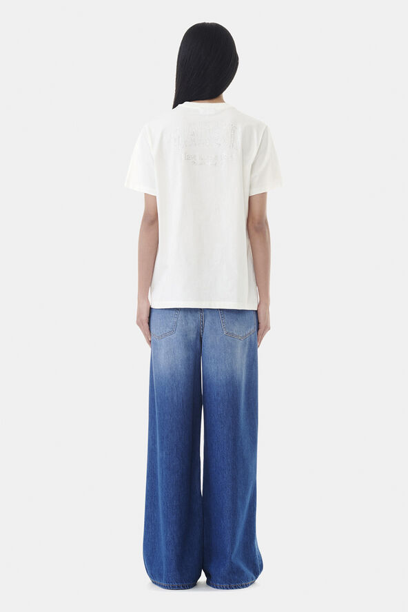 Ganni Basic Jersey Rhinestone Relaxed T-s Egret
