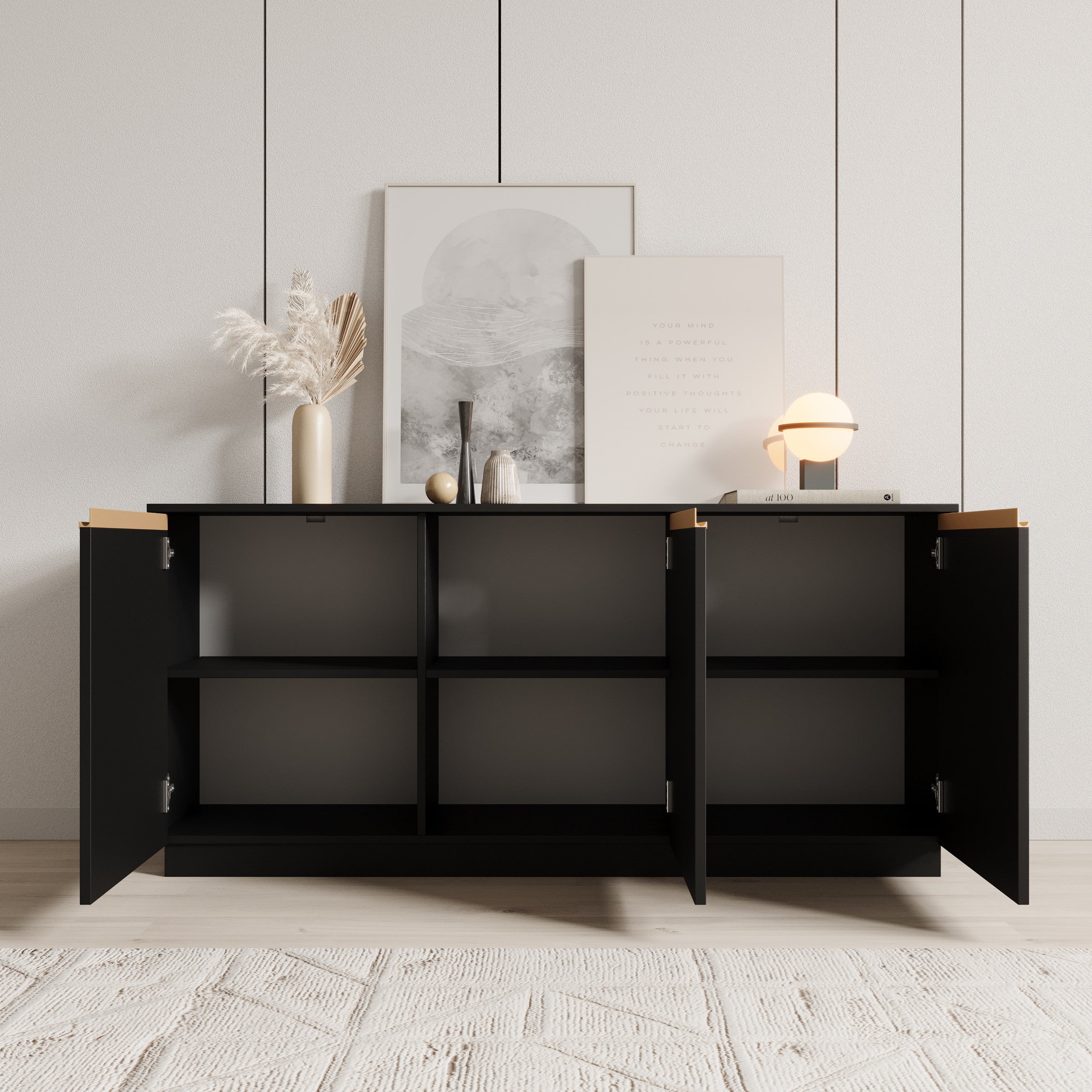 Remy - Dressoir - Zwart - 153x39x72 cm