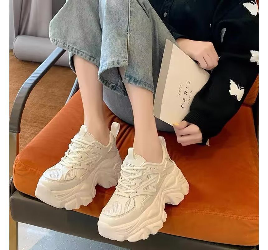 caneik - Sneakers met effen platformpaneel en mesh