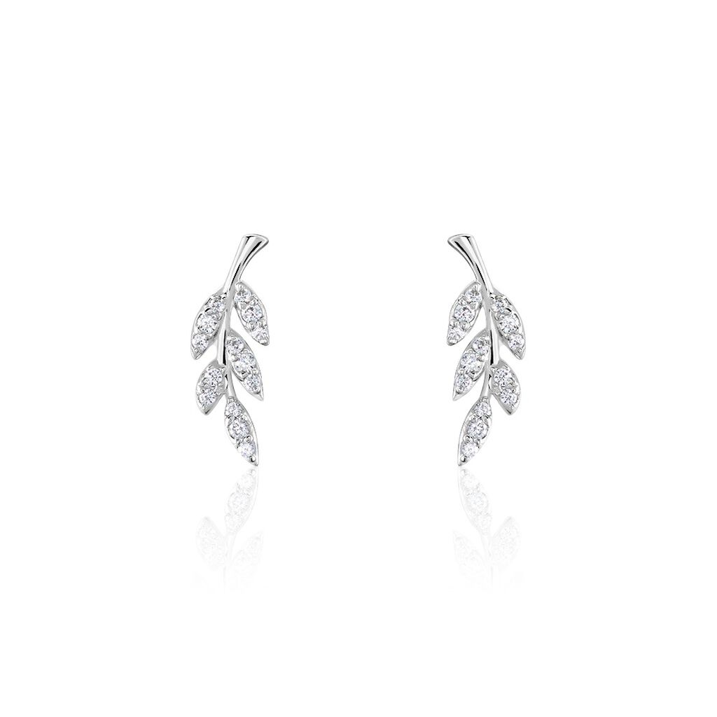Boucles D'oreilles Puces Alma Argent Blanc Oxyde De Zirconium