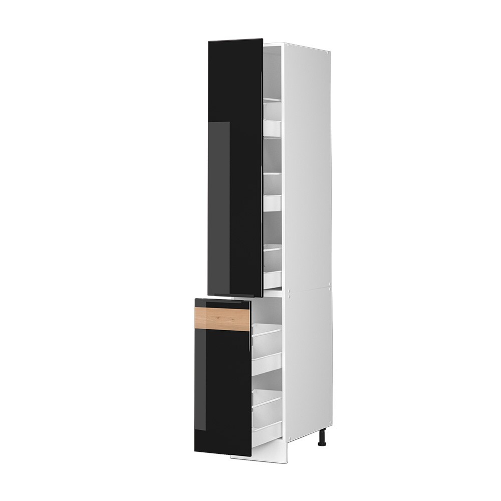 Vicco Apothekerhochschrank Küchenschrank Küchenmöbel Fame-Line Weiß Schwarz Eiche 30 cm modern Hochglanz