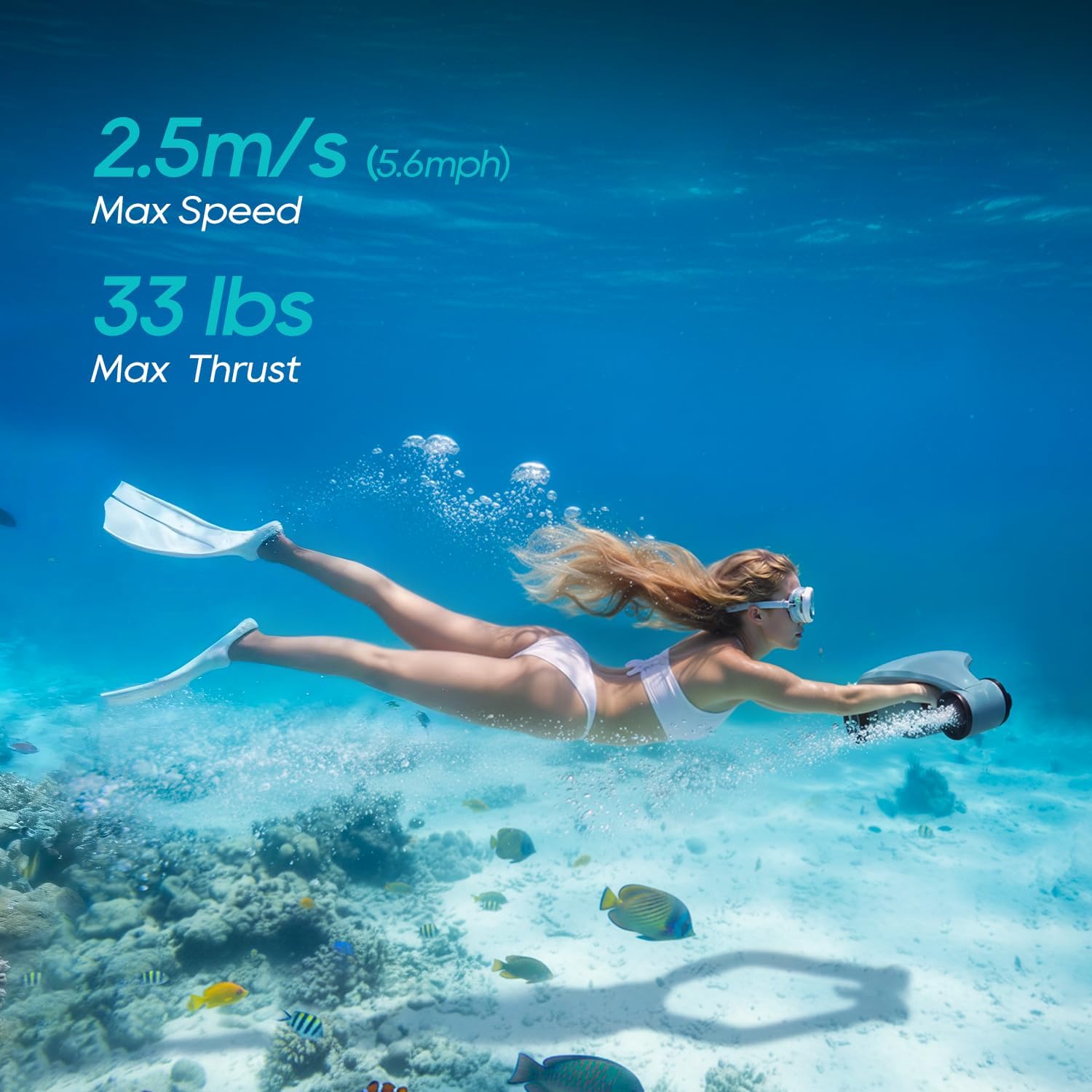 Asiwo Unterwasserscooter Tauchscooter Manta 2 mit Starker Schub,Seascooter mit mit Action Kamera Halterung Doppelmotor für Tauchen Schwimmen Schnorcheln Abenteuer und Fischen jagen
