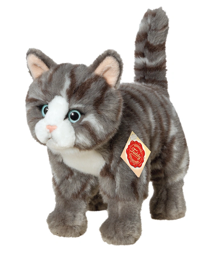Kuscheltier KATZE GRAU GETIGERT (20cm) stehend in grau