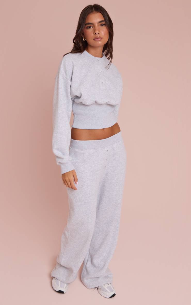 Gris Cendré Sweat-shirt Cintré À Boutons