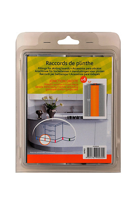 Raccord jonction droite de plinthe de cuisine Nordlinger 16/19 mm, gris x 4