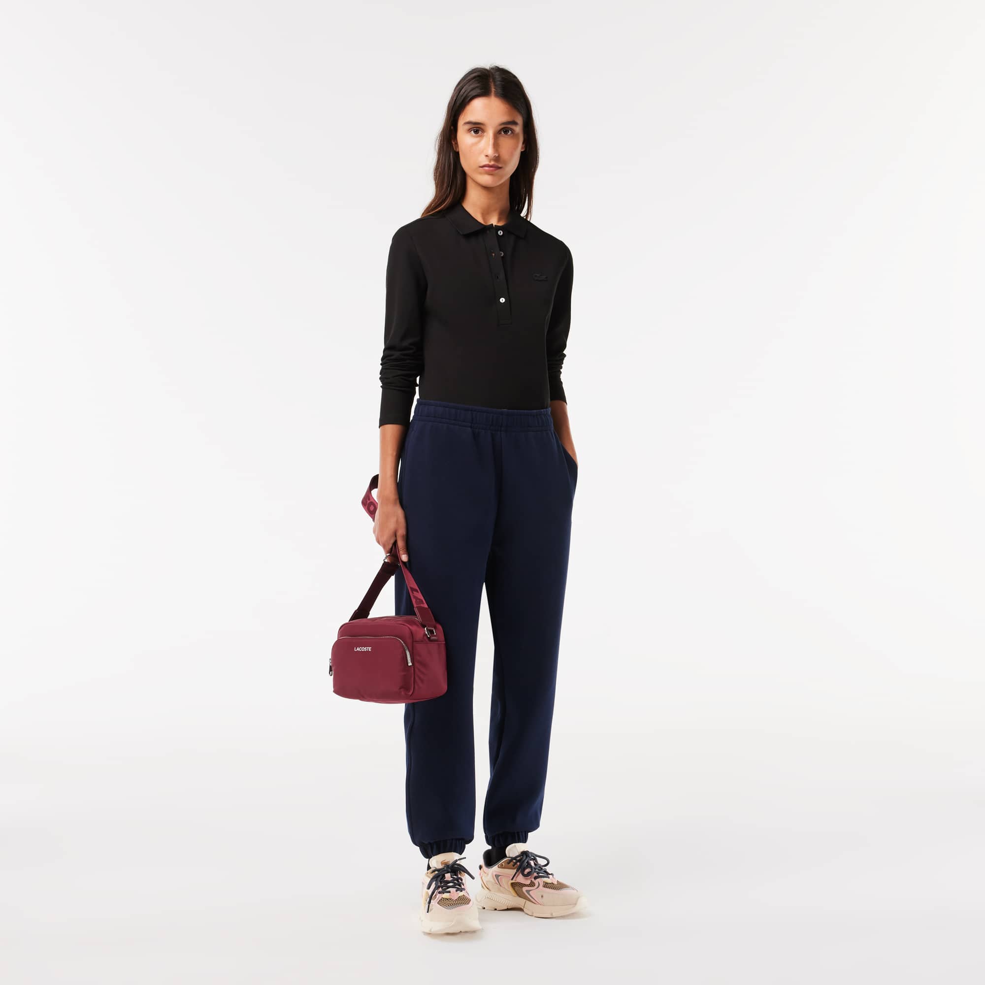 Polo Lacoste slim fit à manches longues en piqué stretch Manches Longues - Noir - Lacoste - Femme