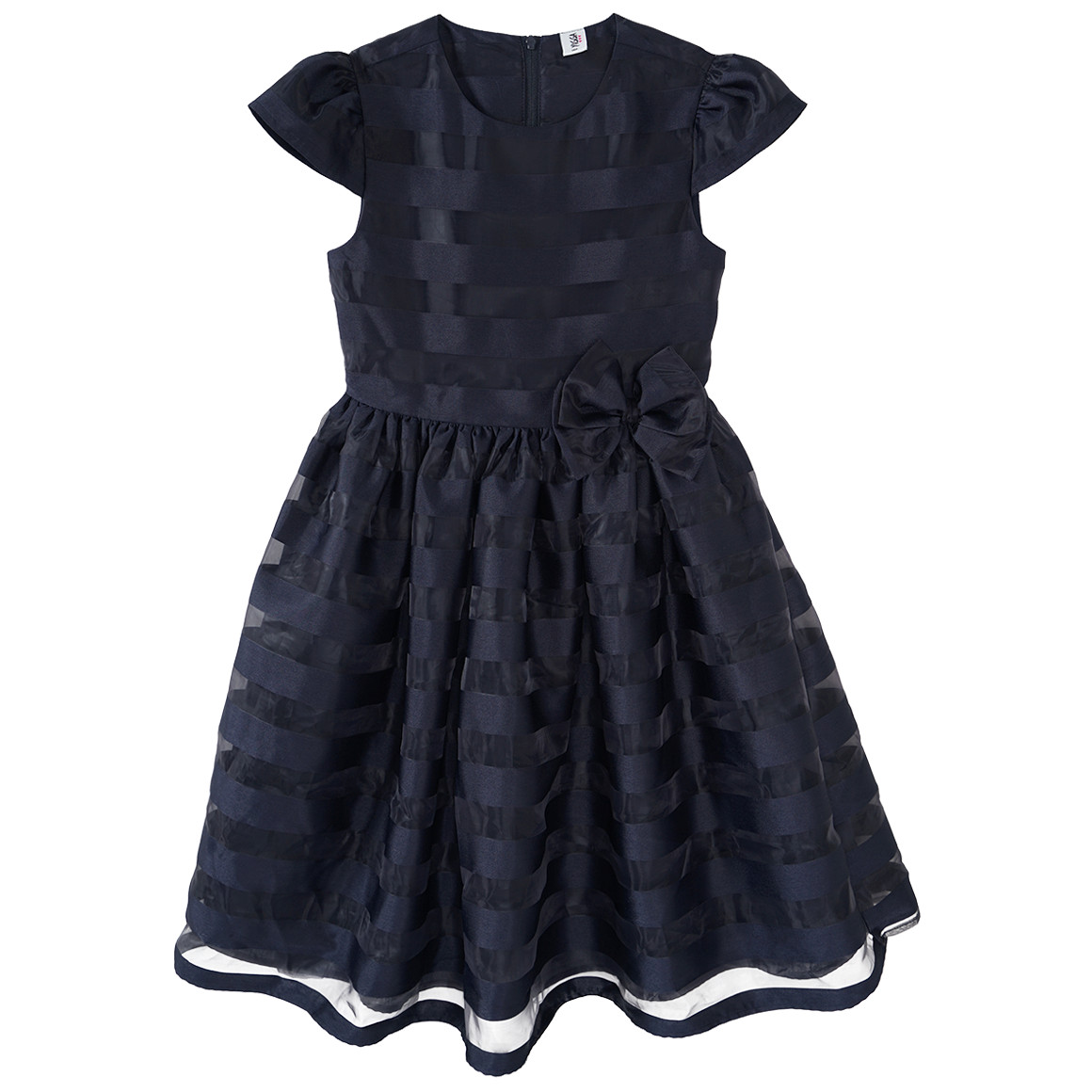 Yigga Festliches Mädchen Kleid mit Streifen dunkelblau
