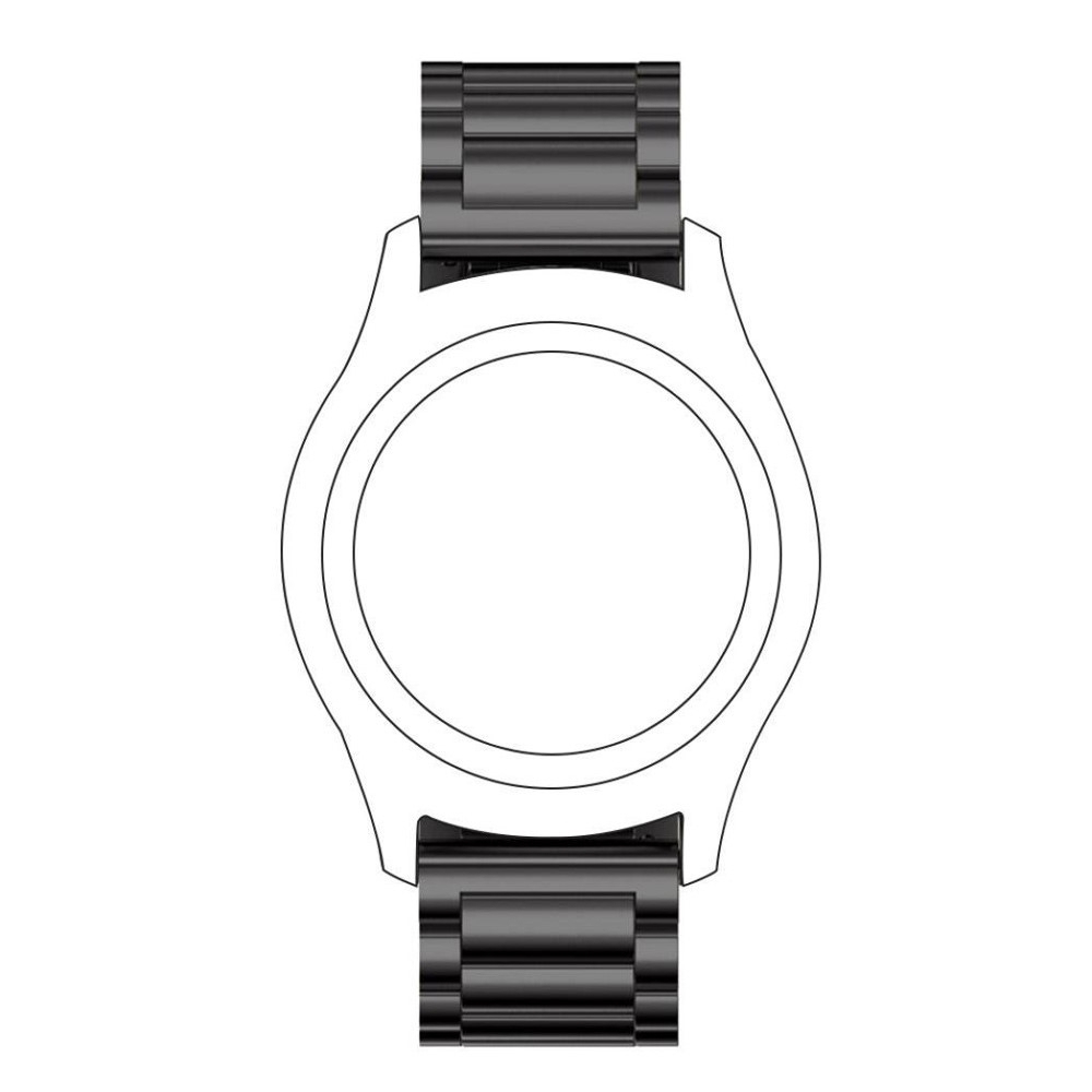 Edelstahl Uhrenarmband Schnallen-Look mit Butterfly-Verschluss (Stegbreite: 20 mm) - Schwarz