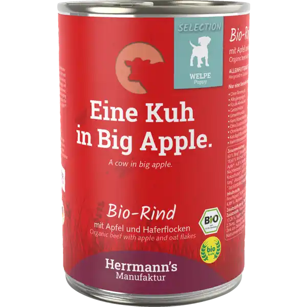 Bio Nassfutter - Selection Puppy Rind mit Apfel und Haferflocken