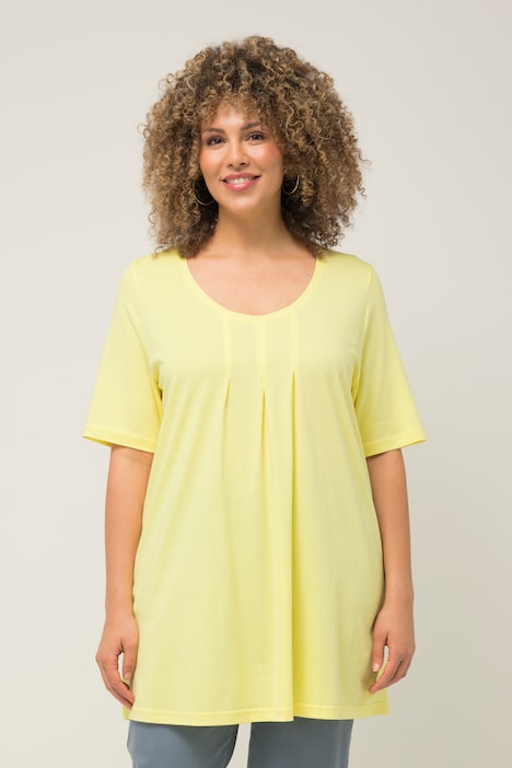 T-Shirt, Zierfalten, A-Linie, Rundhals, Halbarm, Modal