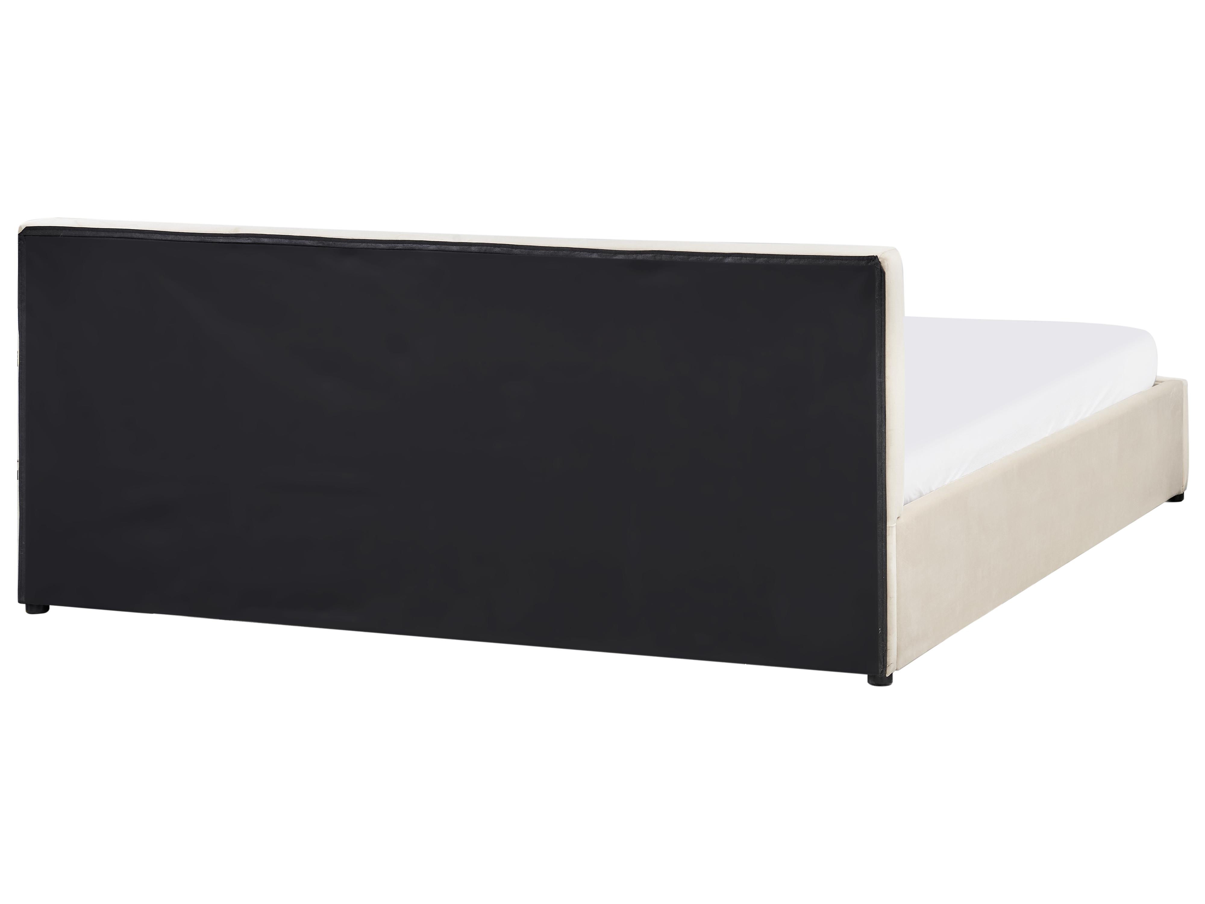 Bed met opbergruimte Fluweel BOUSSE 180 x 200 cm Lichtbeige