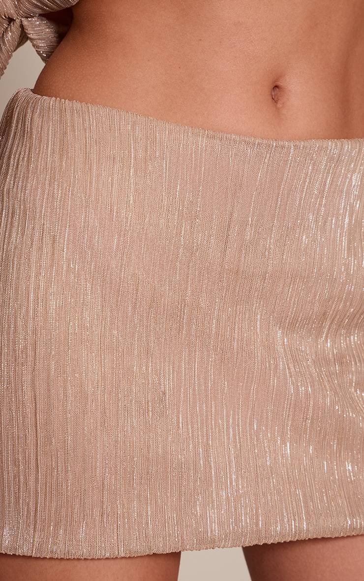 Doré Mini-jupe À Paillettes Texturées Avec Taille Repliée Coordonnée