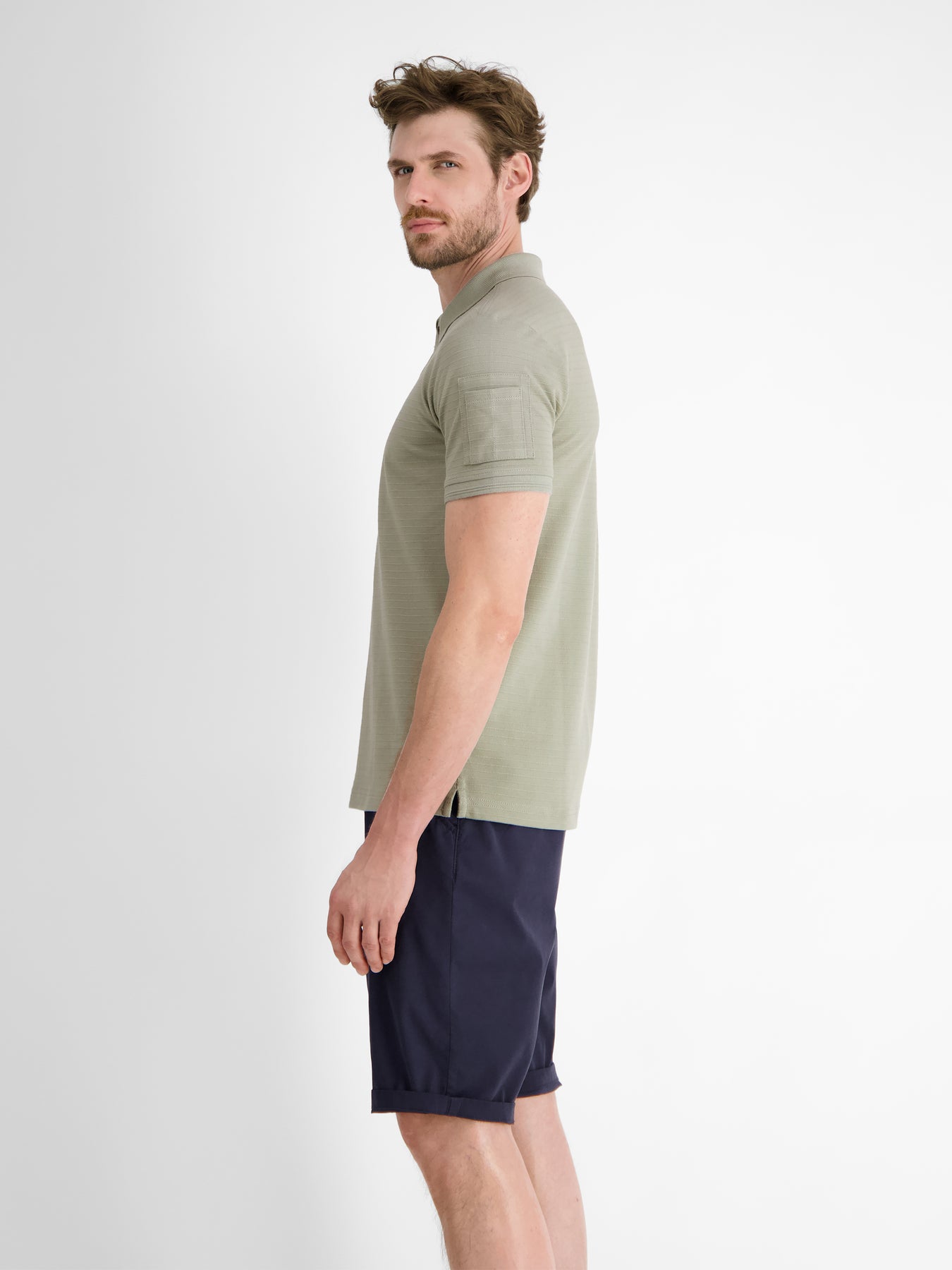 Herren Poloshirt, tonal gestreift