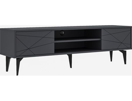 CONCEPT1 - Meuble TV Brendon anthracite 160 x 29,6 x h48,2 cm