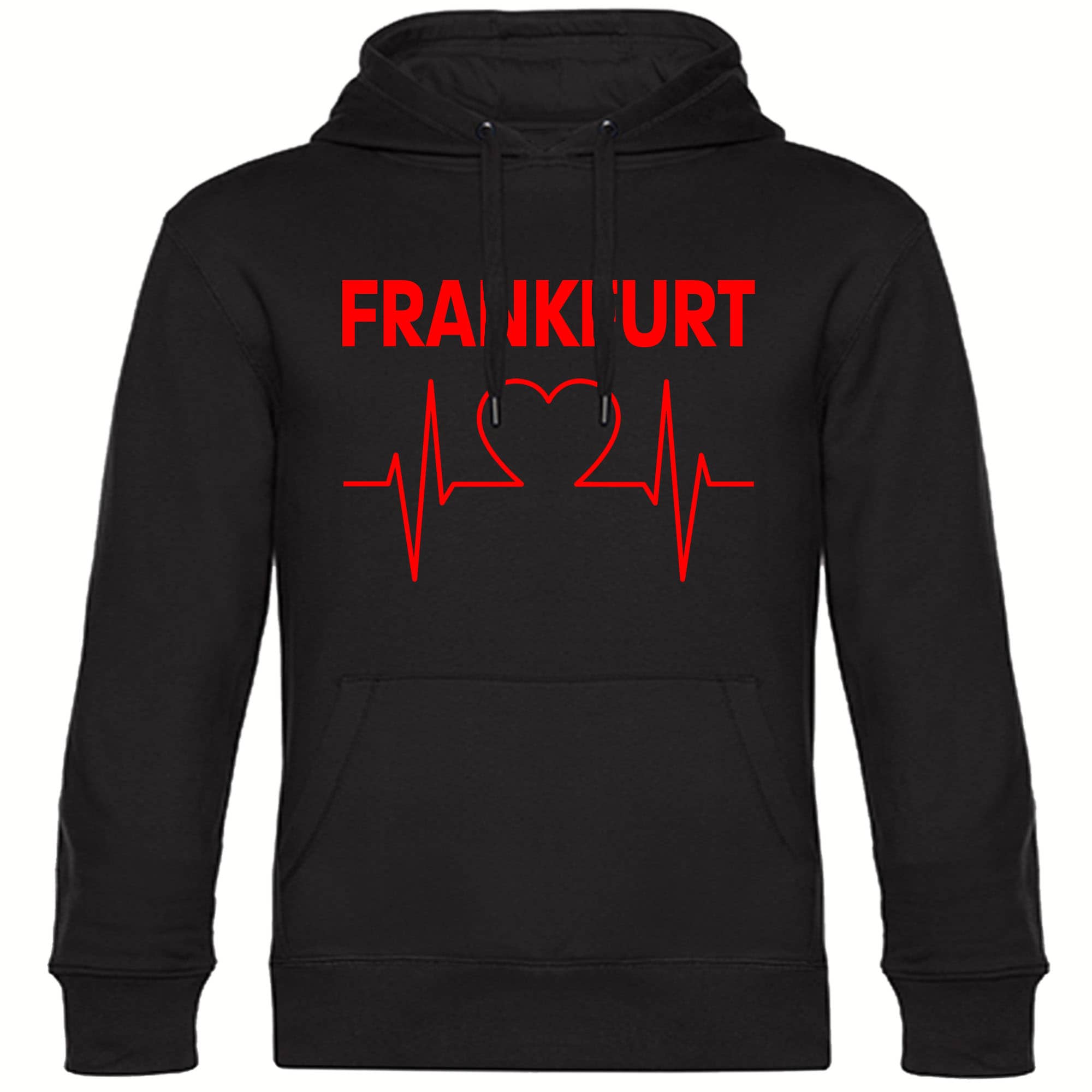 multifanshop® Kapuzen Sweatshirt - Frankfurt - Herzschlag - Druck rot