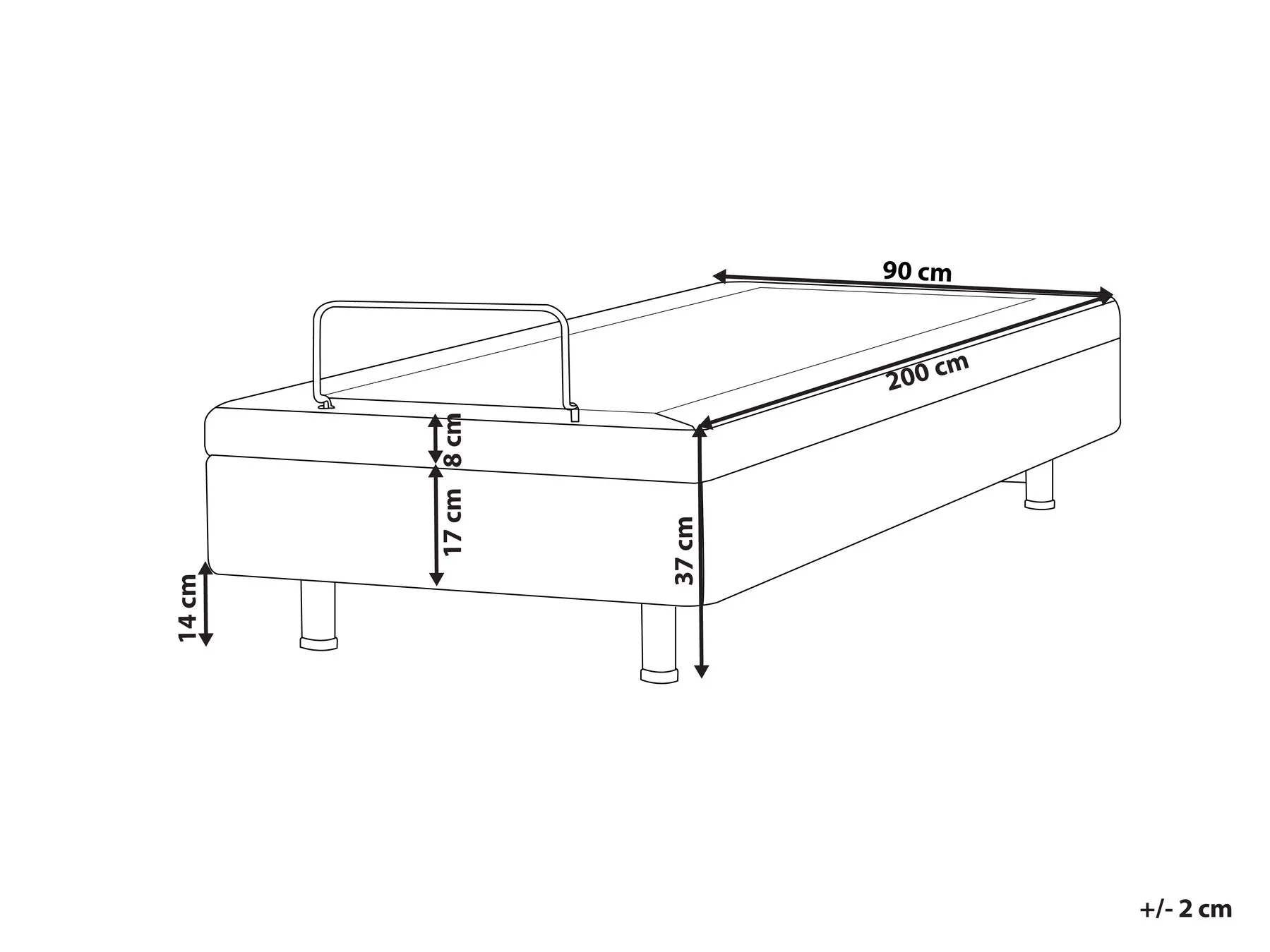 Verstelbaar bed zonder hoofdbord Stof CASTELLAN 90 x 200 cm Beige