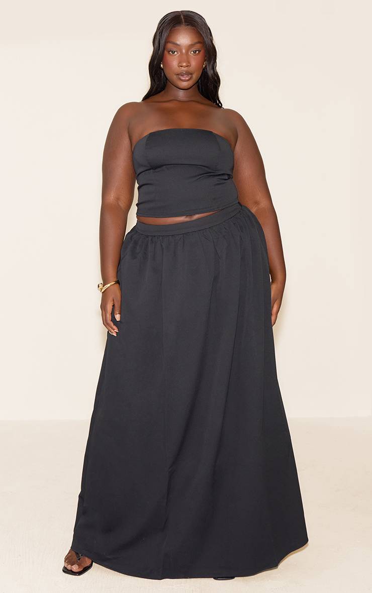 Noir Corset Tissé Extensible Structuré Grande Taille