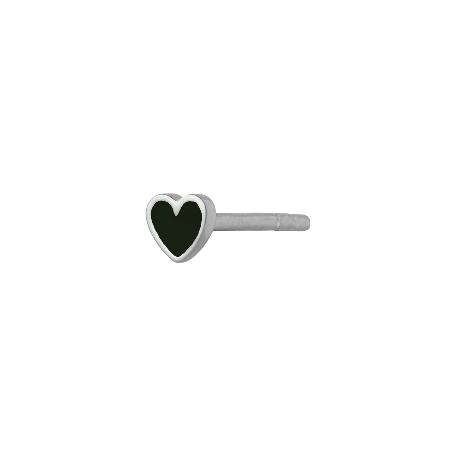 STINE A Jewelry  Petit Love Heart ørestikker - sort/sølv