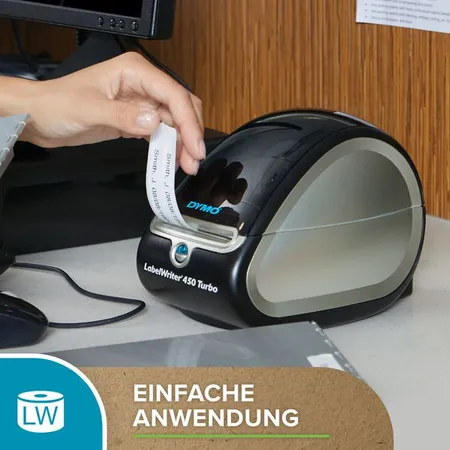 Dymo LabelWriter Adress-Etiketten, weiß permanent, 28 x 89 mm, 2 Rollen je 130 Etiketten