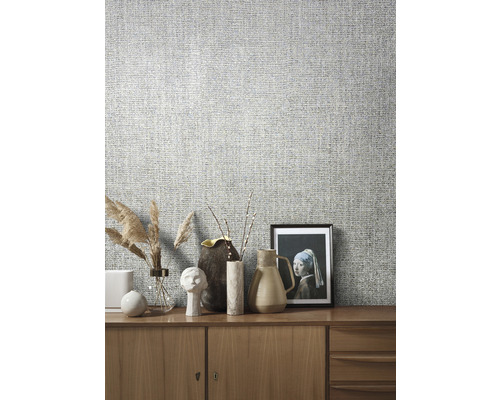 Vliesbehang 85736 Natural Opulence van Felix Diener, effen textiellook, grijszilver