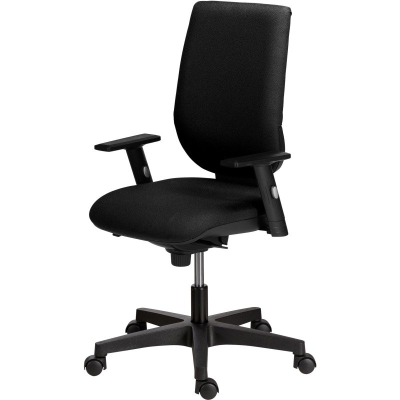 Chaise de bureau NAO tissu - dossier réglable en hauteur - avec ou sans accoudoirs - Mécanisme Synchrone - Pieds noirs
