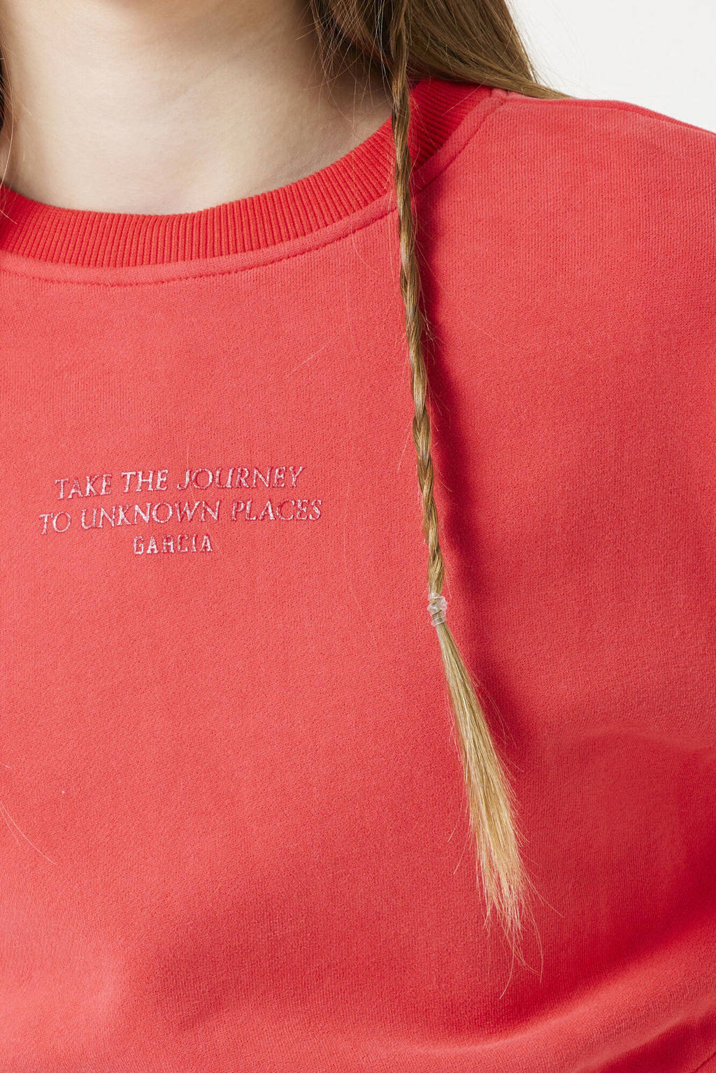 Garcia sweater met tekst rood