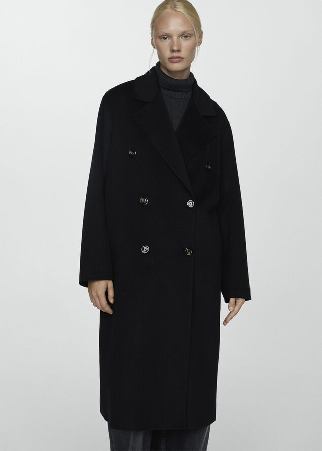 MANGO Handmade oversized wool coat Black