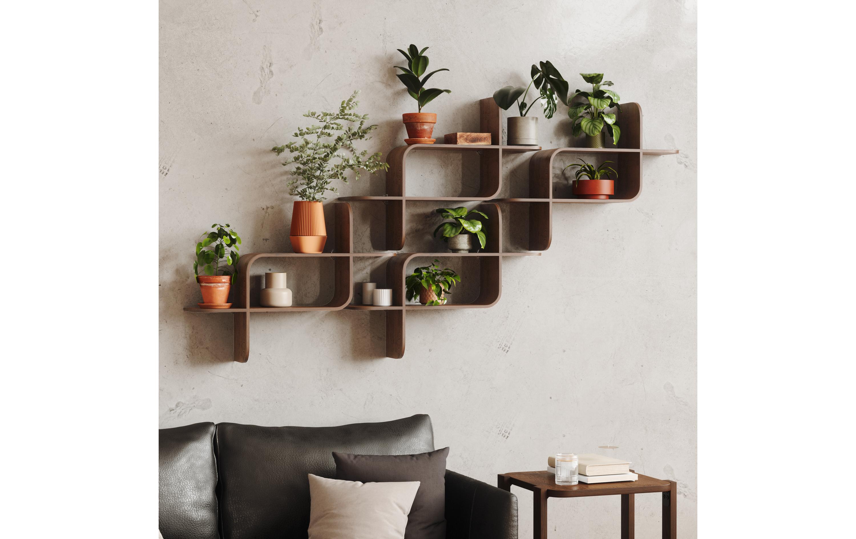Wandregal Montage 62 x 15 x 47 cm, WalnussSchweberegal aus Holz