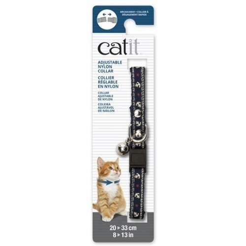 Coleira de nylon com sino para gatos, cor azul/náutica