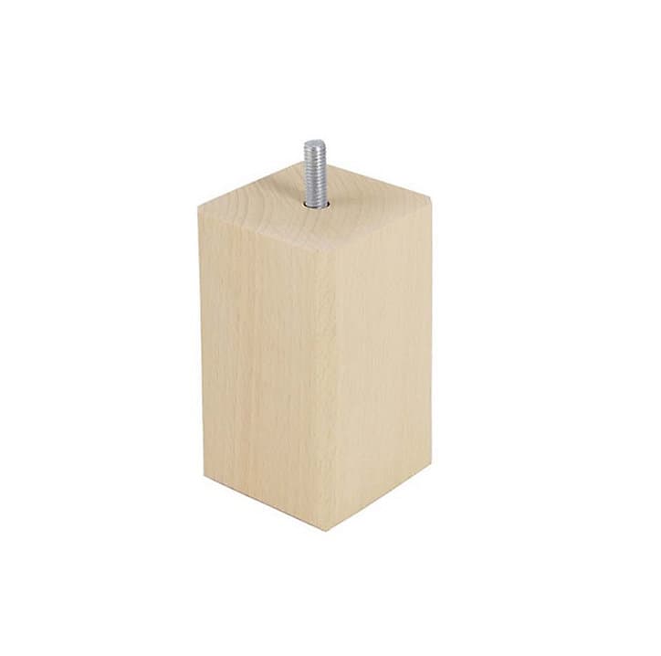 Pied de lit carré en hêtre Bar Plus texture bois H. 10 x L. 5,5 cm