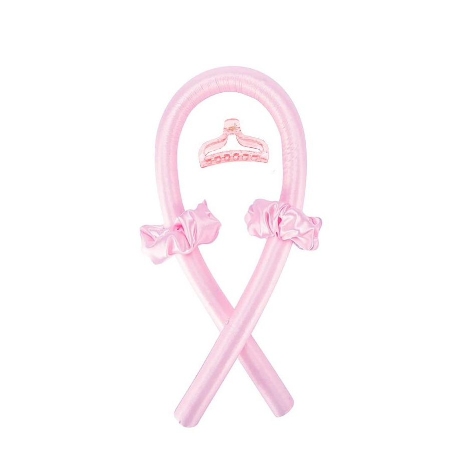 (4-tlg. Set) Locken Haarband Heatless Curler Sockenlocken Haar Styling ohne Hitze inkl. Haarspange   Haargummis - Pink