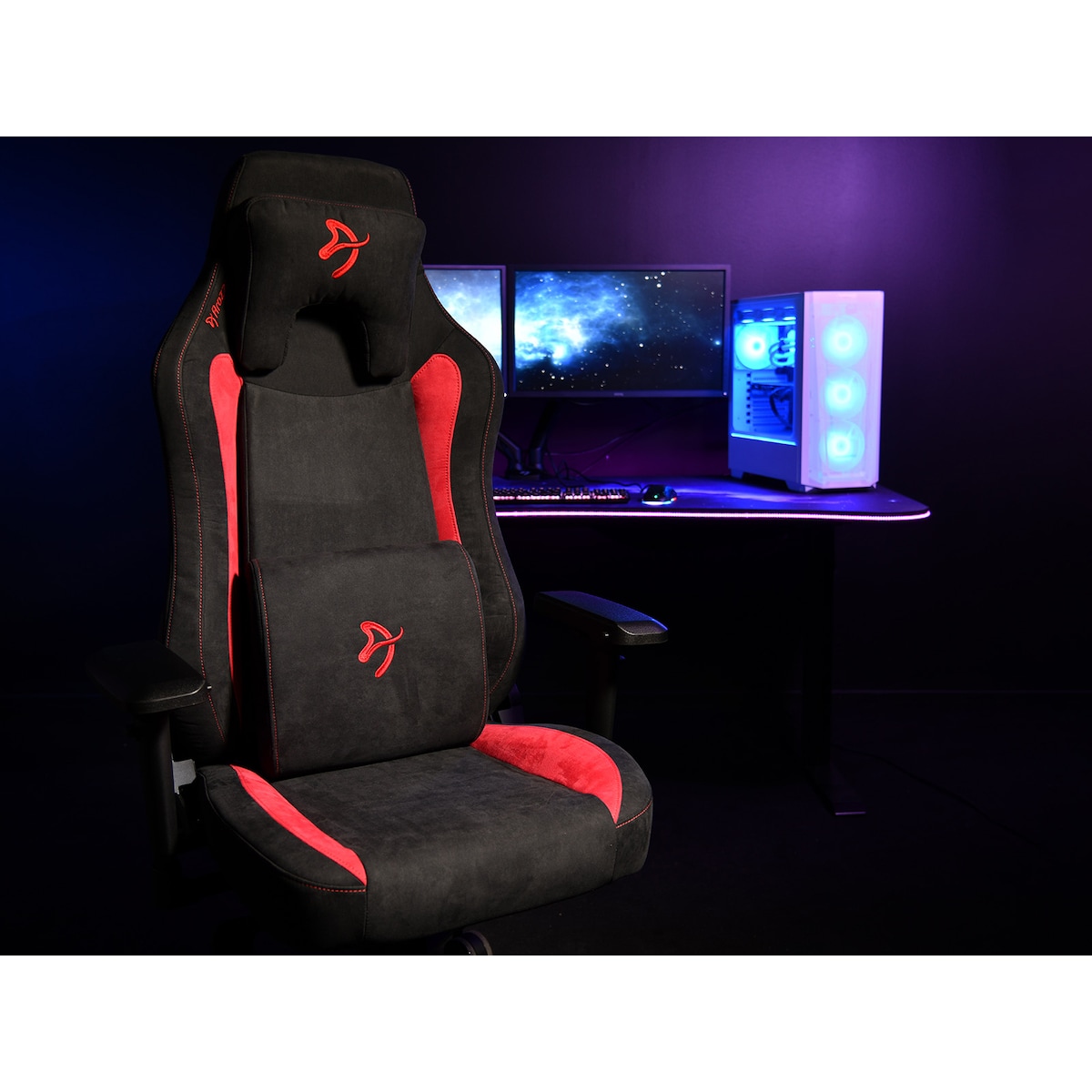 Arozzi Vernazza Supersoft Fabric gamingstol (sort/rød)