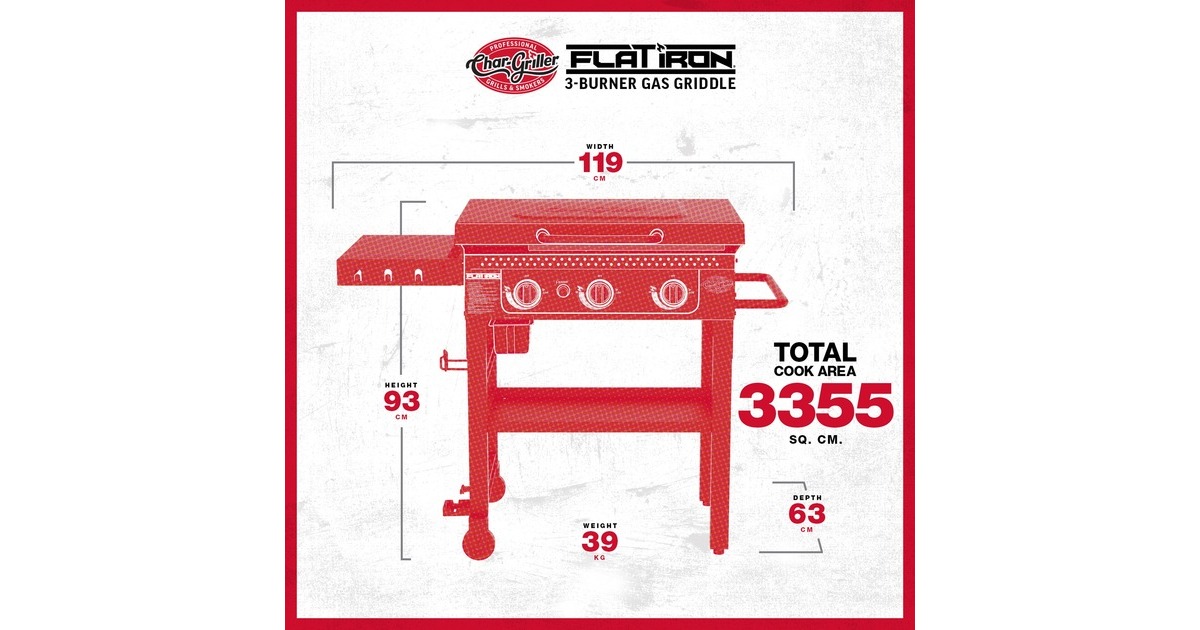 Char-Griller3-Burner Flat Iron Gas Griddle barbecue  (Zwart)