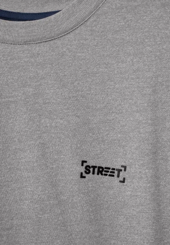 T-Shirt mit Turn-Up - stone grey melange