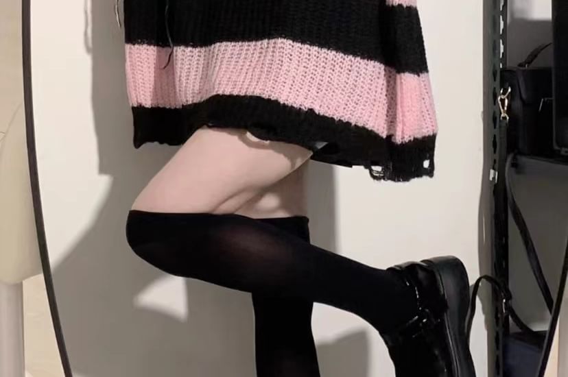 Porstina - Gestreepte, oversized trui met distressed effect