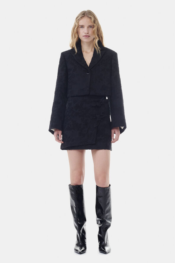 Ganni Boucle Jacquard Suiting Cropped Bla Black